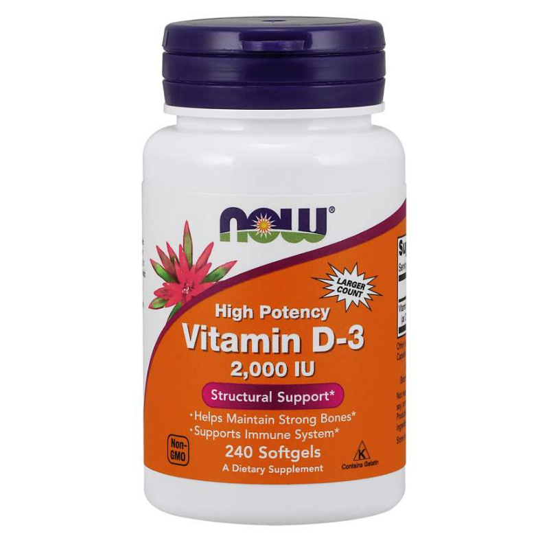 Witamina D3 2000 IU — NOW Foods, 240 kapsułek